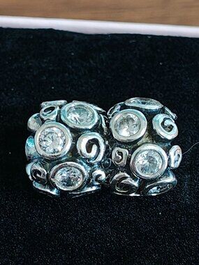 Authentic Pandora Retired Primrose Path CZ Charm 790330CZ Sterling Silver Pair 2